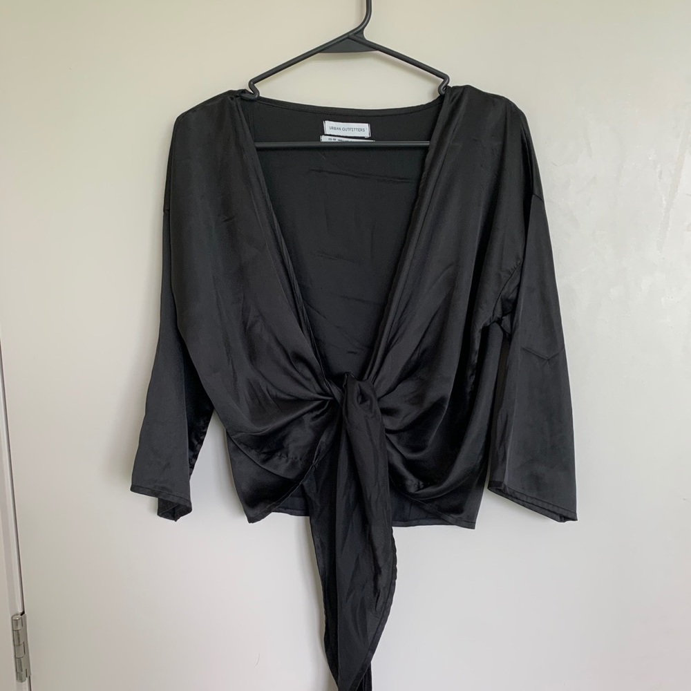 Urban outfitters satin tie front top